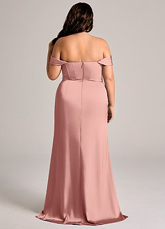 Azazie Johana Brudtärnklänningar Klä av Sjöjungfru i Stretch Satin Av axeln Rosett Konvertibel image9