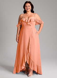 Azazie Lyra Vestidos de damas de honor Vestido de Atardecer de Gasa de Corte en A Convertible image6