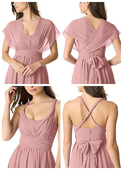 Azazie Olani Bridesmaid Dresses Dusty Rose A-Line Off the Shoulder Chiffon Convertible Dress image6