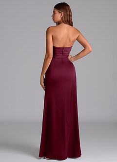 Azazie Claudelle Robes de demoiselle d'honneur Robe Sirène en Satin extensible Sans bretelles Mûre image7