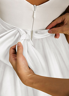 Azazie Sprout Flower Girl Dresses White A-Line Bow Tulle Dress image5