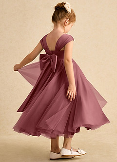 Azazie Chickadee Abiti da Ragazza di Fiori Abito Principessa in Raso Opaco Scollo a Cuore Ametista image1