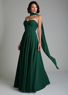 Azazie Petra Bridesmaid Dresses Emerald A-Line Corset Chiffon Dress image8