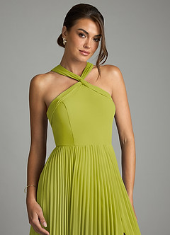 Azazie Afra Bridesmaid Dresses Lemongrass A-Line Pleated Chiffon Dress image5