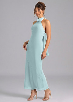 Azazie Velli Bridesmaid Dresses Mist Mermaid High Neck Chiffon Dress image1