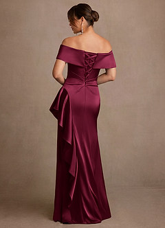 Azazie Kirsty Klänningar till brudens mor Klänning Tubklänning i Stretch Satin Off the shoulder Bourgogne image2