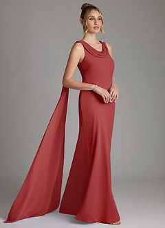 Azazie Jaya Brautjungfernkleider Etui Plissee Chiffon Kleid Rost image5