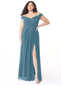 Azazie Audrianna Bridesmaid Dresses Bermuda A-Line Off-The-Shoulder Gathered Chiffon Convertible Dress image7