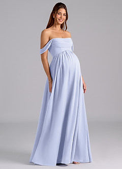 Azazie Saige Maternity Bridesmaid Dresses A-Line Pleated Chiffon Floor-Length Dress image1