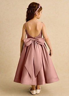 Azazie Babs Flower Girl Dresses Cedar Rose Ball-Gown Pleated Matte Satin Dress image6