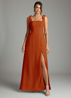 Azazie Debra Bridesmaid Dresses Paprika A-Line with Pockets Chiffon Convertible Dress image7