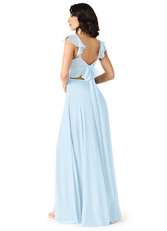 Azazie Everett Brautjungfernkleider A-Linie V-Hals Gerüscht Chiffon Kleid Himmelblau image2