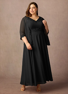 Azazie Devana 신부의 어머니 드레스 A라인 쉬폰 발목 길이 드레스 image11