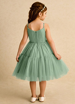 Azazie Osea Flower Girl Dresses Matcha Ball-Gown Pleated Tulle Dress image2