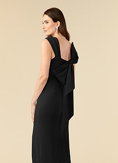 Azazie Ellen Mother of the Bride Dresses Black Sheath Side Slit Stretch Crepe Dress image6