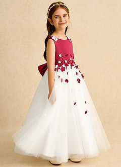 Azazie Eleni Sukienki dla dziewczynek sypiących kwiaty Suknia balowa Ukłon Tiul Długość kostki Sukienka image5
