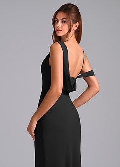 Azazie Madelyn 신부 들러리 드레스 인어 한쪽 어깨 쉬폰 바닥 길이 드레스 image2