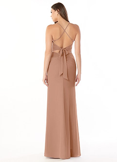 Azazie Aribella Final Sale Champagne Rose Sheath Ruched Chiffon Dress image2