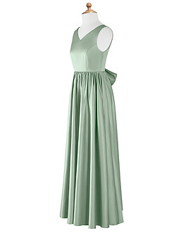 Azazie Hathaway Junior Robe Trapèze en Satin extensible Arc Agave image8