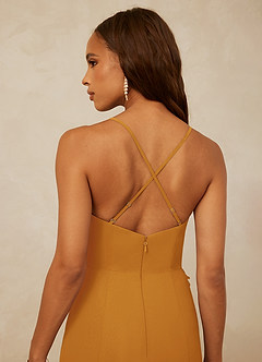 Christian Siriano Bridal for Azazie 1006 Bridesmaid Dresses Butterscotch Mermaid Ruched Chiffon Dress image7