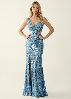 Gnoliama Bleu Robe de bal brodée de sequins image3
