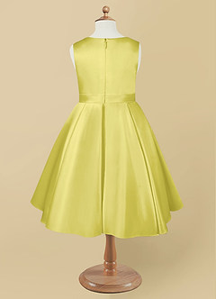 Azazie Coco Blumenmädchenkleider A-Linie Schleifen Matte Satin Kleid Kanarienvogel image6