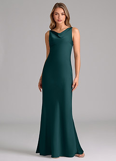 Azazie Allettie Bridesmaid Dresses Pine Mermaid Stretch Satin Dress image6