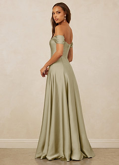 Christian Siriano Bridal for Azazie 1002 Vestidos de damas de honor Vestido de Musgo Verde de Satén Elástico de Corte en A Convertible con Vestidos sin tirantes image3