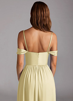 Azazie Calianna Bridesmaid Dresses Lemon Sorbet A-Line Off the Shoulder Stretch Satin Convertible Dress image5