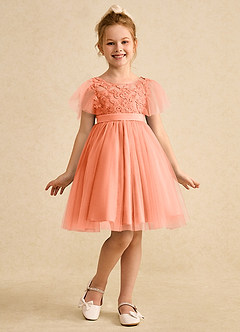 Azazie Queenie Flower Girl Dresses Sunset A-Line Lace Dress image3