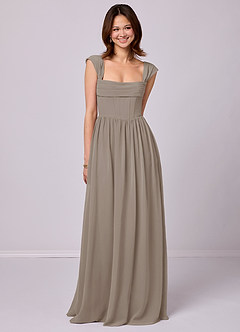Barbie ♥ Azazie Bridesmaid Dresses Taupe A-Line Corset Chiffon Dress image1
