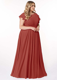 Azazie Daphne Modest Bridesmaid Dresses A-Line Ruffled Chiffon Floor-Length Dress image10