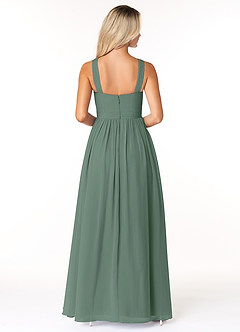 Azazie Elvira Bridesmaid Dresses Eucalyptus A-Line Pleated Chiffon Dress image2