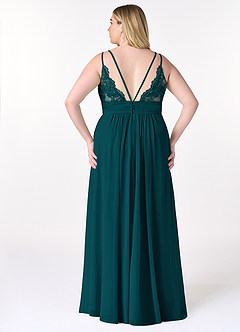 Azazie Maren Allure Bridesmaid Dresses Pine A-Line V-Neck Lace Chiffon Dress image7