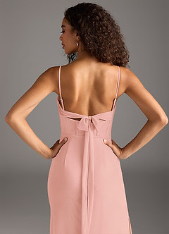 Azazie Mai Final Sale Agave Sheath Pleated Mesh Dress image6