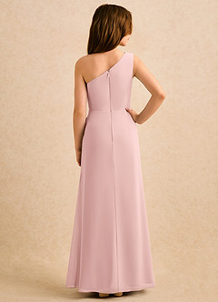 Azazie Sophie Girls Formal Flower Girl Dresses Powder Pink Sheath One Shoulder Chiffon Dress image3