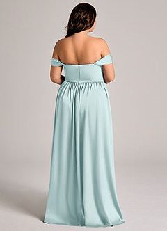 Azazie Calianna Robes de demoiselle d'honneur Robe Trapèze Convertible en Satin extensible Épaule décolletée Brume image7