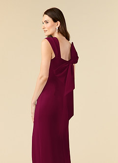 Azazie Ellen Mère de la mariée Robes Robe Fourreau en Crêpe Élastique Fente Latérale Bourgogne image6