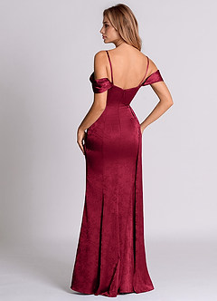 Azazie Amyra 신부 들러리 드레스 인어 오프 더 숄더 자카드 바닥 길이 드레스 image7