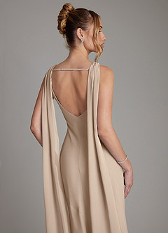 Azazie Essence Bridesmaid Dresses Taupe Sheath Chiffon Dress image7