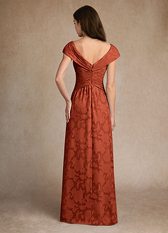 Azazie Myrtle Mère de la mariée Robes Robe Trapèze en Blumen-Burnout Plissée Auburn image3