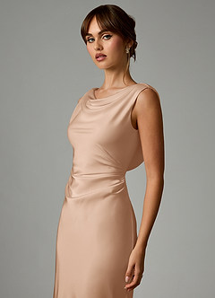 Azazie Kieryn Bridesmaid Dresses English Rose Mermaid Pleated Stretch Satin Dress image6