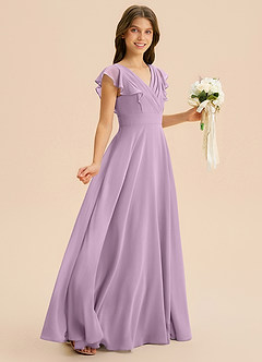 Azazie Anysa Junior Robe Trapèze en Mousseline de soie Rayé Glycine image5