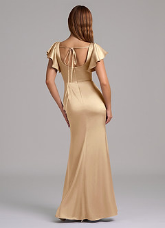 Azazie Elkie 신부 들러리 드레스 인어 스퀘어 네크라인 스트레치 새틴 바닥 길이 드레스 image2