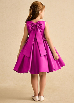 Azazie Jessie Flower Girl Dresses Fuchsia A-Line Bow Matte Satin Dress image1