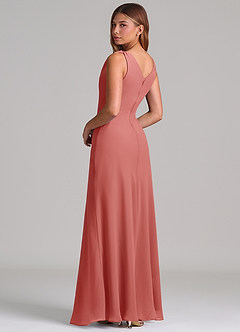 Azazie Nerine Brautjungfernkleider A-Linie Plissee Chiffon Kleid Antike Rose image2