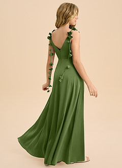 Azazie Gumdrop Junior Robe Empire en Satin extensible Plissée Genévrier image1