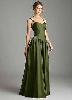 Azazie Evadina Brudtärnklänningar Klä av A-Linje i Stretch Satin Korsett Oliv image4