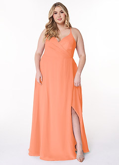 Azazie Davis Bridesmaid Dresses Sunset A-Line V-Neck Chiffon Dress image7