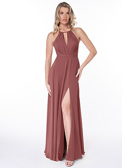 Azazie Evalleen Robes de demoiselle d'honneur Robe Trapèze en Mousseline de soie Plissée Améthyste image6